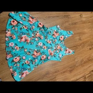 Teal floral dress